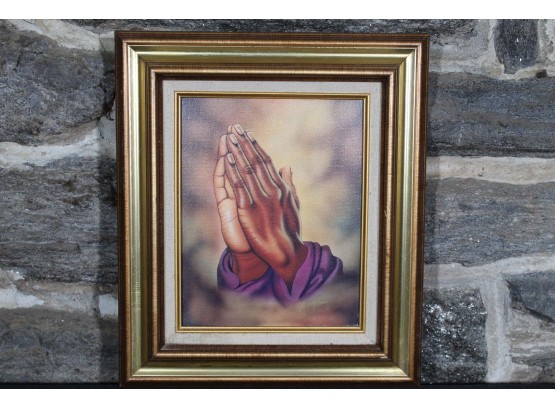 Framed Praying Hands Canvas Print