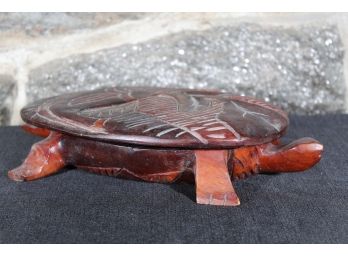 Carved Wooden Turtle Lidded Box