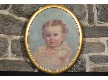 Vintage Oval Framed Baby Canvas Print