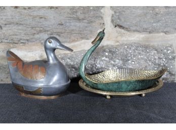 Two Metal Duck Dishes