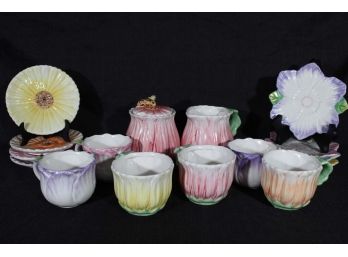 Flower Painted Cups & Saucers