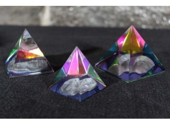 Set Of Glass Egyptian Pyramid Prisms