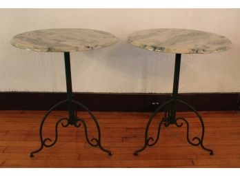 Pair Of Marble Top Bistro Tables