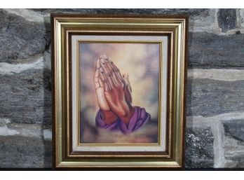 Framed Praying Hands Canvas Print