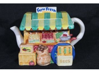 Farm Fresh Food Stand Decorative Teapot
