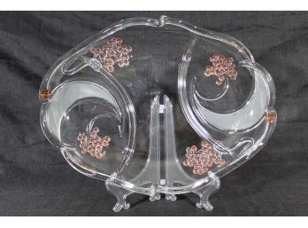 Glass Tray With Pink Flowers