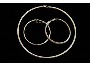 Sterling Silver Choker Necklace And Earrings Jewelry Lot 8