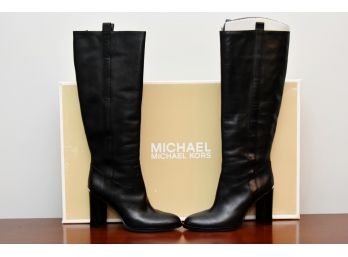 Michael Kors Black Leather Boots Size 8M