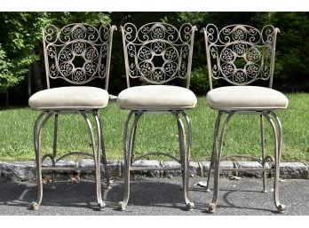 Trio Of Heavy Metal Counter Height Bar Stools