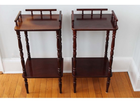 Lovely Pair Of Mahogany Side Tables With Bottom Shelf