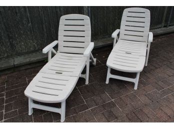 Two Outdoor Chaise Chairs