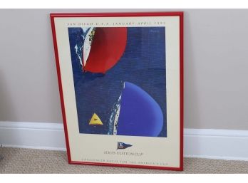 Original 1995 San Diego Louis Vuitton Cup Framed Poster 24.5 X 32.5