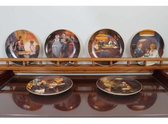 Norman Rockwell 'Light Campaign Series' Collector Plates With Display Shelf