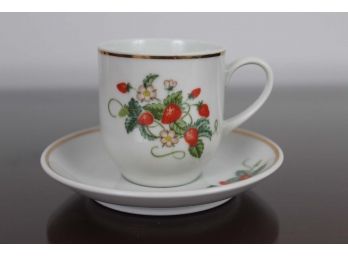 Porcelain Avon Strawberry Design Cup & Saucer