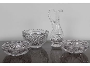Glass Bowls & Pitcher With Star Design