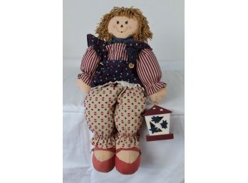Red White & Blue Dressed Doll With Lantern