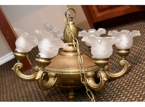 Antique 6 Globe Brass Chandelier