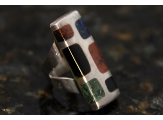 Sterling Silver And Polished Stone Ring