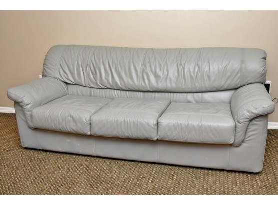 Grey Italian Leather Sofa 78 X 33 X 31- Good Condition (North Wall)