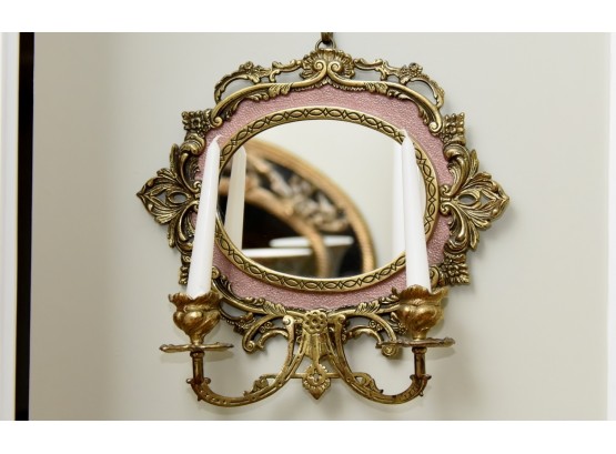Lovely Brass Candle Wall Sconce Mirror 13 X 12