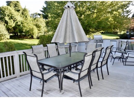 Outdoor Table, Chairs And Umbrella 84 X 43