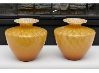 Amazing Pair Of Art Glass Vases