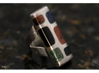 Sterling Silver And Polished Stone Ring