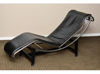 Le Corbusier LC4 Style Black Leather Chaise Lounge