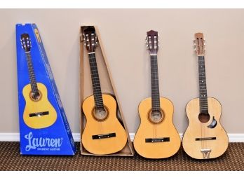 Collection Of 3 Lauren Student Size Acoustic Guitars
