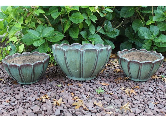 Three Green Flower Pots