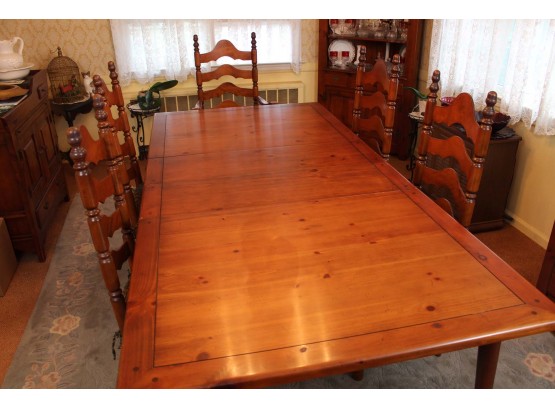 Pine Dining Room Table & Chairs (Bring Help To Remove)