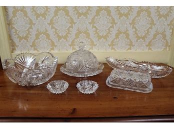 Crystal Lot Including Serving Trays