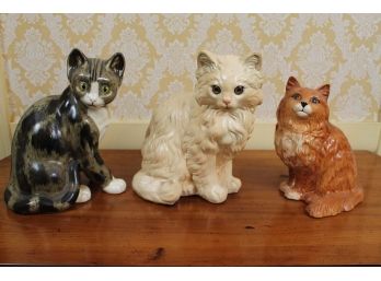 Three Large Ceramic Cats