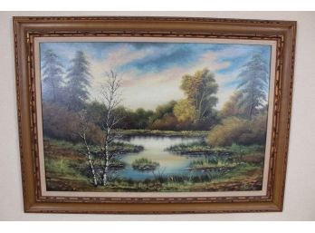 Jos. Venne Signed Fall Landscape Oil On Canvas   43W X 31H