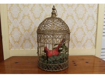 Decorative Bird Cage With Cardinal