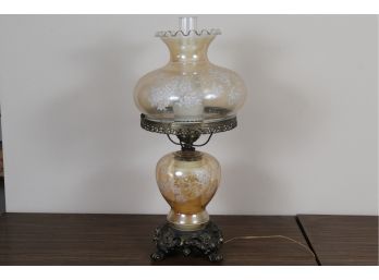 Amber Floral Design Electric Kerosene Style Lamp