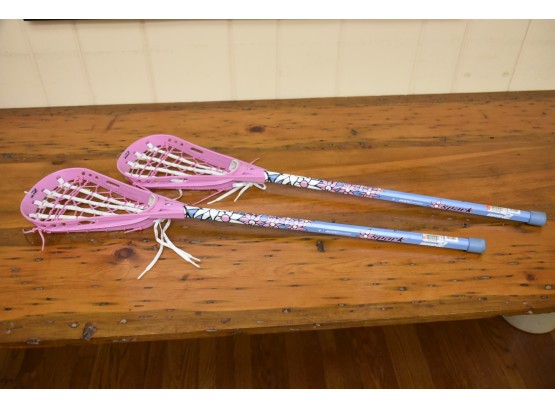 Pair Of Girls Pink Lacrosse Sticks