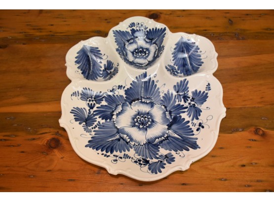 Large Blue Tiger Claw 3 Compartment Platter