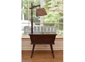 Vintage Pine Tavern Style Side Table With Light 26 X 17 X 54