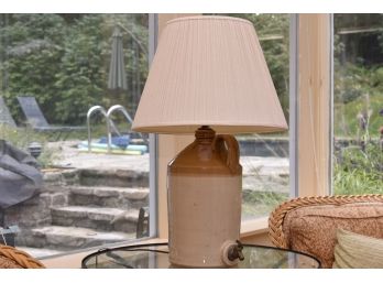 Vintage Crock Table Lamp With Shade 29' Tall