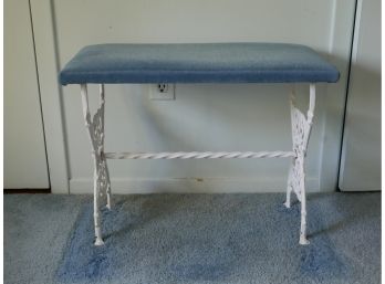 Small Bench With Blue Tapestry