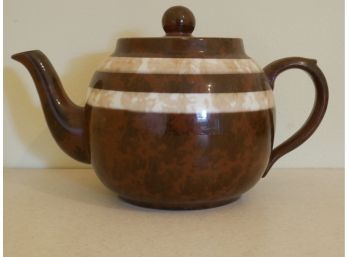 Brown With White Trim Tea Pot