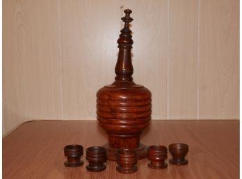 Bar Top Decorative Wood Bottle With Shot Cups