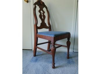 Antique Chair With Blue Tapestry FOR RESTORATION ONLY