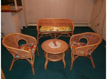 Fantastic Bamboo And Wicker Sofa, Chairs And Table Set