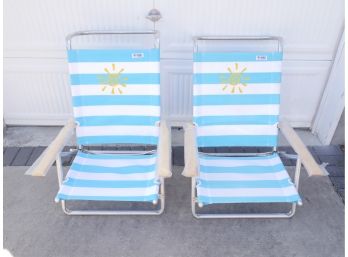 Pair Of Blue Beach Chairs