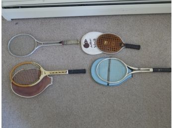 Lot Of Vintage Tennis Rackets And Paddle