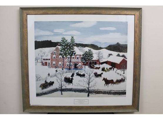 The Old Checkered House In Winter Framed Print 28 X 32