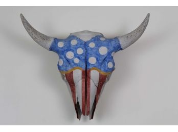 Red White & Blue Painted Cow Skull