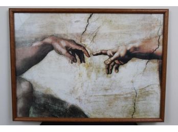 Creation Of Adam Hands Michaelangelo Framed Print 28 X 21